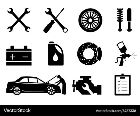 Car Maintenance And Repair Icon Set Royalty Free Vector