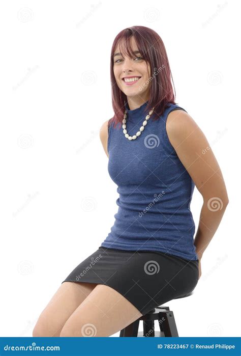 Beautiful Girl With A Skirt Sitting On A Stool Stock Image Image Of Model Sitting 78223467