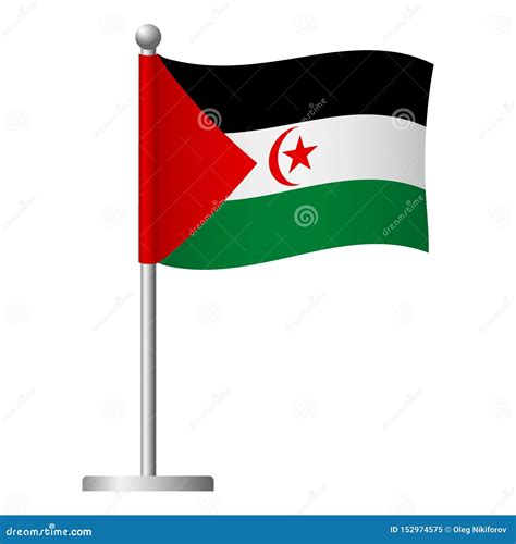 Sahrawi Arab Democratic Republic Flag On Pole Icon Stock Illustration