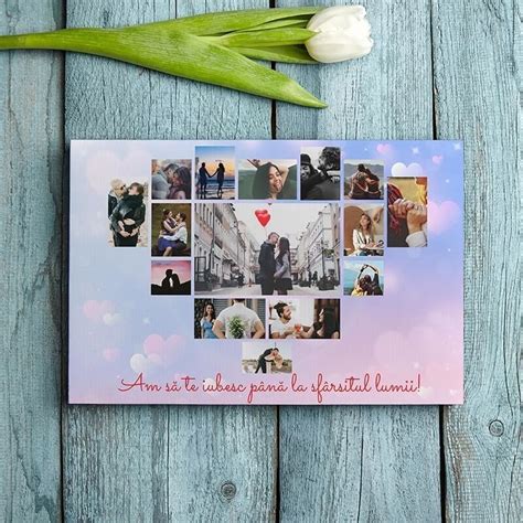 Tablou Canvas Personalizat Inima Colaj 15 Poze Si Mesaj Printburo