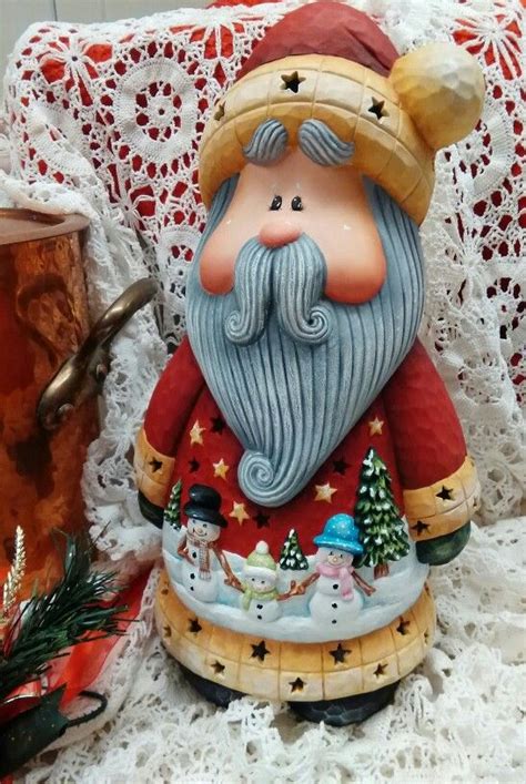 Hand Painted Ceramic Santa With Snowmen Scene Diy Christmas Ts Hand Painted Ceramics