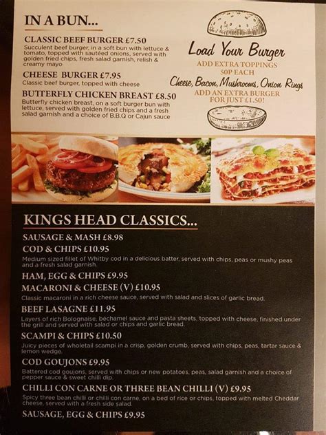 Menu At The Kings Head Pub Bar Barton Mills