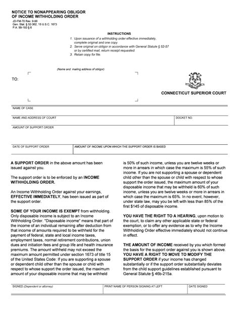 Of INCOME WITHHOLDING ORDER Form Fill Out And Sign Printable PDF