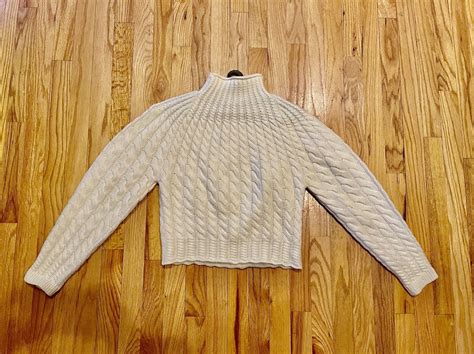 NWT Theory Cable Knit Sweater In Felted Wool Cashmere Size P EBay