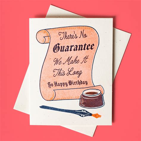 No Guarantee Risograph Birthday Card Bromstad Printing Co