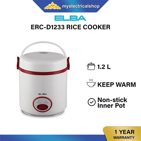 Elba ERC D1233 Mini Electric Rice Cooker 1 2L Suitable For 1 2 Person