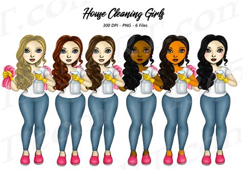 Cleaning Ladies Clipart Fashion Girl Clipart PNG Set By I 365 Art | TheHungryJPEG