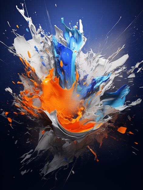 Premium Photo There Is A Blue And Orange Splash Of Paint On A Black