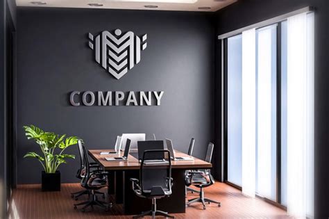 Office Wall 3d Logo Mockup