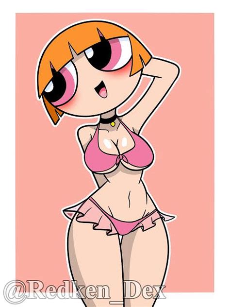 Rule 34 Aged Up Artstyle Imitation Bikini Blossom Powerpuff Girls Blush Choker Lingerie Pink