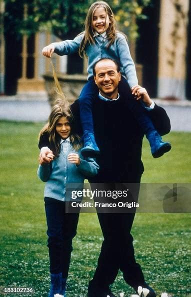 A young Silvio Berlusconi in the garden of his villa near Milan, with ...