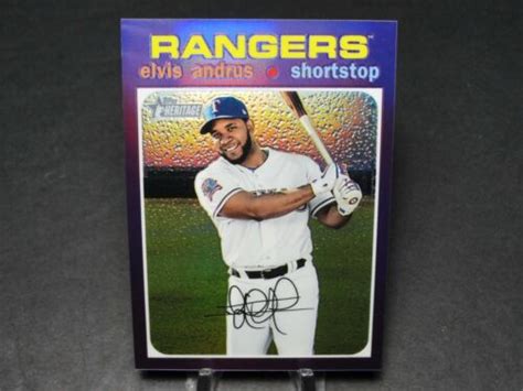 2020 Topps Heritage Chrome Purple Refractor THC 401 Elvis Andrus