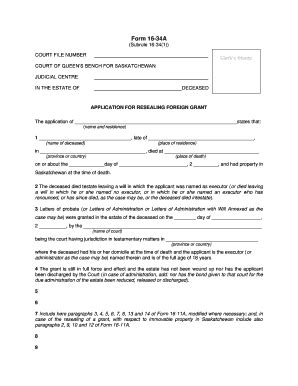 Fillable Online Lawsociety Sk Form 16 34A Law Society Lawsociety Sk