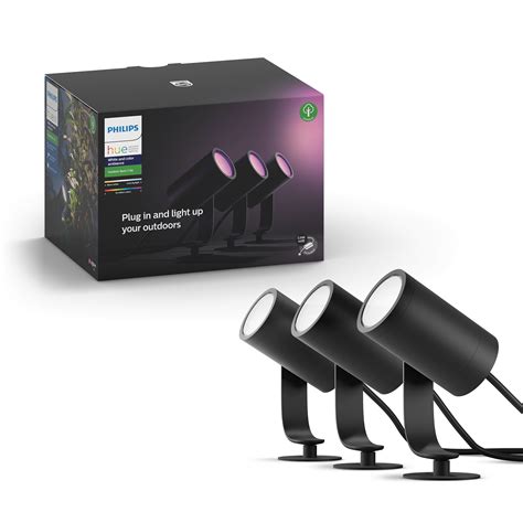 Philips Hue Lily Outdoor Spotlight Basekit 3 Pack White And Color Ambiance 1746730v7 Best Buy