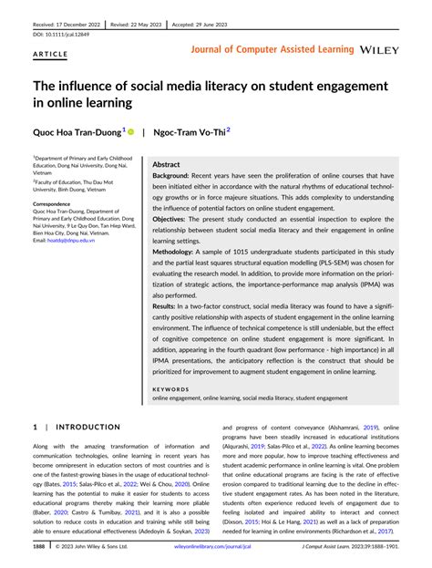 The Influence Of Social Media Literacy On Student Engagement In Online