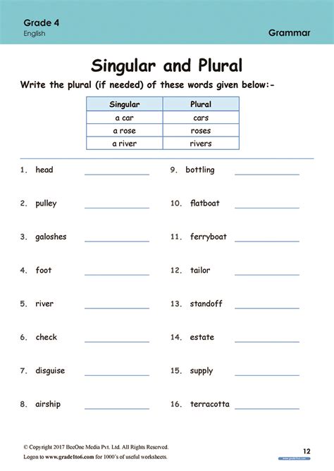 Grammar Th Grade Grade English Worksheets