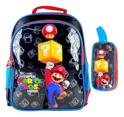 Kit Mochila Primaria Lonchera Y Lapicera Escolar Mario Bros