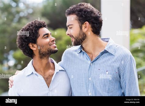 Smiling Gay Couple Stock Photo Alamy