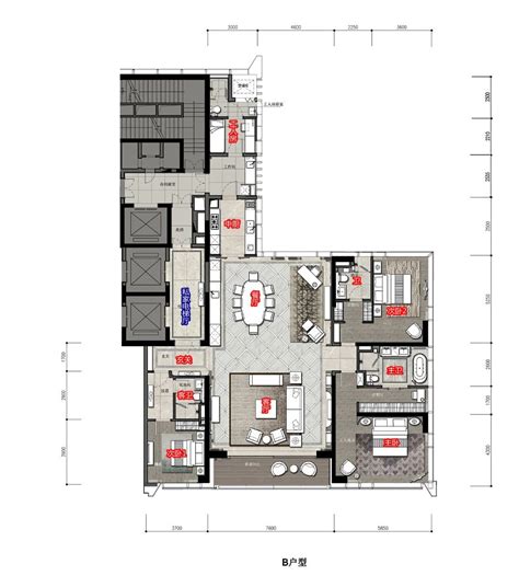 320平现代轻奢三室住宅公寓装修案例深圳国金汇公寓，装修案例，户型图320平，现代轻奢风格，精装房装修，一站式整装服务太平洋家居网