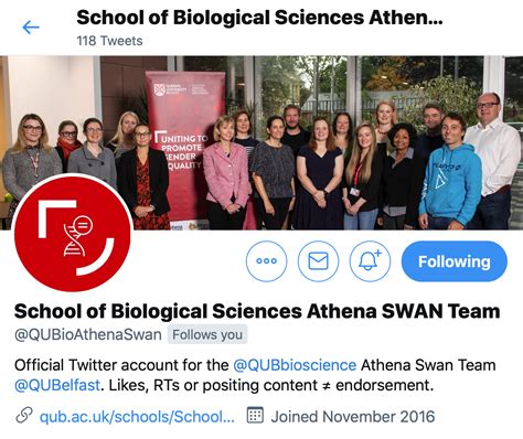 Athena Swan School Of Biological Sciences Queens University Belfast