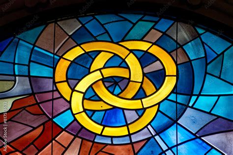 Modern Stained Glass Window Symbolically Representing The Divine