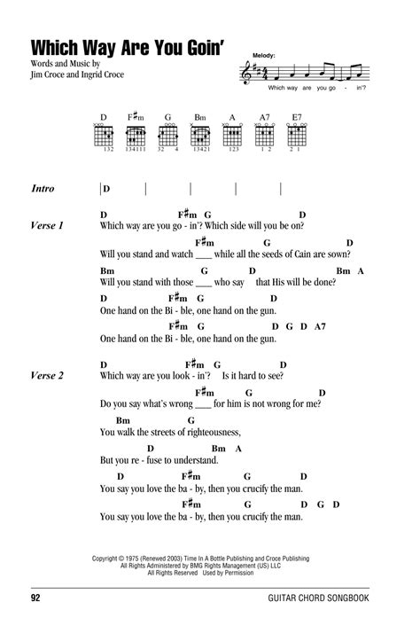 Which Way Are You Goin' by Jim Croce - Guitar Chords/Lyrics - Guitar ...