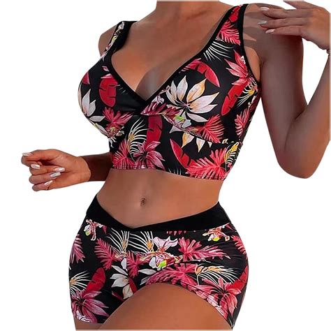 Taqqpue Bikini Set For Women Two Piece Swimsuits V Neck Floral Tropical Sporty High Waisted