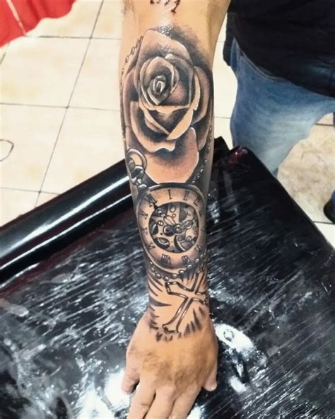 Forearm Rose Tattoo For Guys