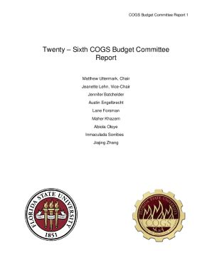 Fillable Online Sga Fsu TwentySixth COGS Budget Committee Report FSU