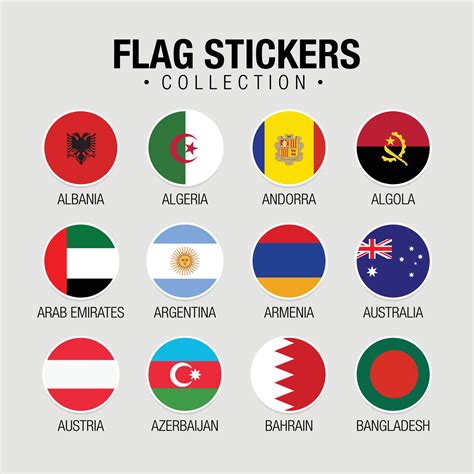 National Flags Of The World Stickers With Names 11091912 Vector Art at ...