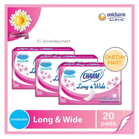 Jual CHARM PANTYLINER LONG WIDE NON PERFUMED 20 PADS PAKET 3 PACK