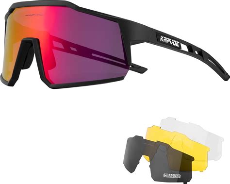 KAPVOE Gafas De Ciclismo Polarizadas Con 4 Lentes Intercambiables TR90