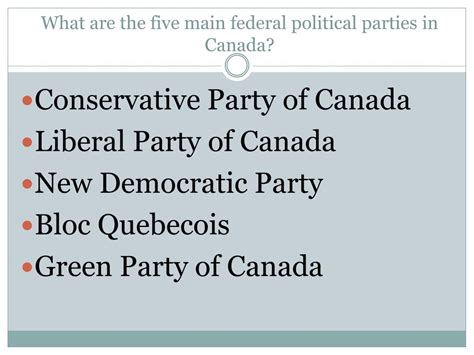 PPT - Political Parties in Canada PowerPoint Presentation, free ...