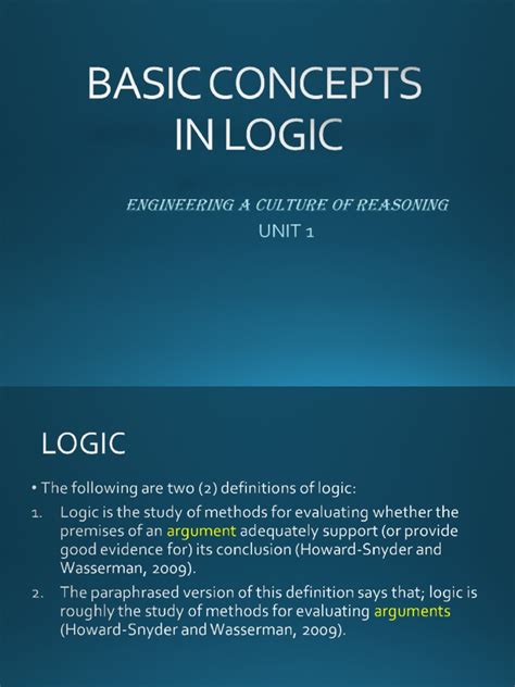 Unit 1 Basic Concepts In Logic Pdf Argument Logical Consequence