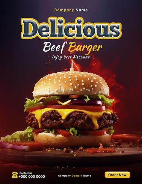 Premium Psd Delicious Burger Poster Template Fast Food Social Media