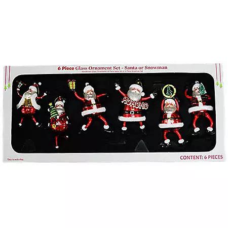 Glass Christmas Ornaments - 6 Piece Figure Set - Santa and Snowman ...