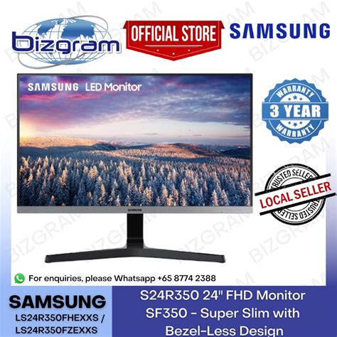 Samsung S24r350 24 Fhd Monitor Sf350 Super Slim With Bezel Less Design