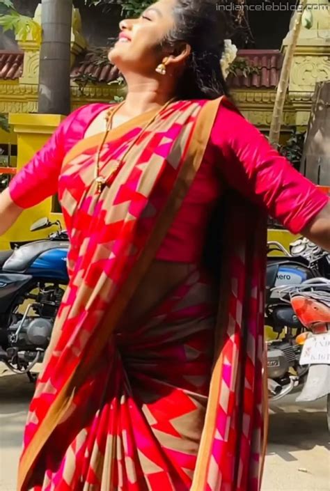 Preethi Sharma Chithi Tamil Serial Actress T1 11 Hot Saree Midriff Pics Indiancelebblog