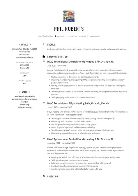 HVAC Technician Resume | Resumeviking.com