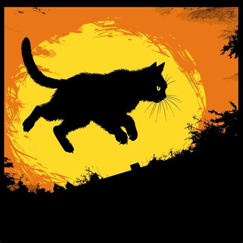 Premium Vector Hand Drawn Halloween Cat Illustration