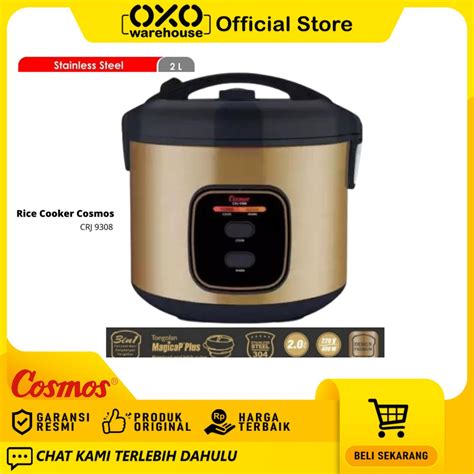 Jual COSMOS Rice Cooker CRJ 9308 2 Liter Magic Stainless Steel Low