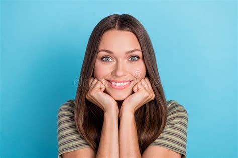 Closeup Photo Of Young Adorable Nice Gorgeous Woman Wear Striped Khaki