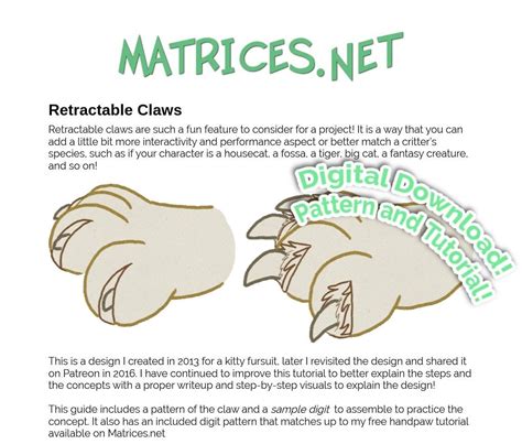 Pattern and Tutorial: Retractable Claws for Fursuits - Etsy Canada ...