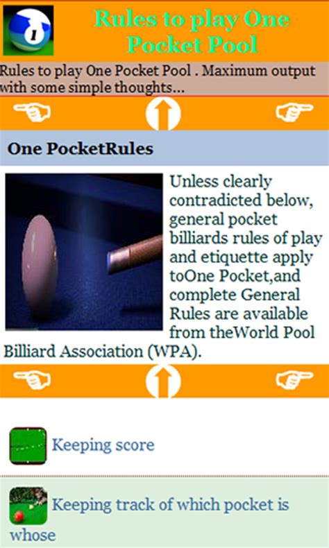 Rules to play One Pocket Pool:Amazon.com:Appstore for Android