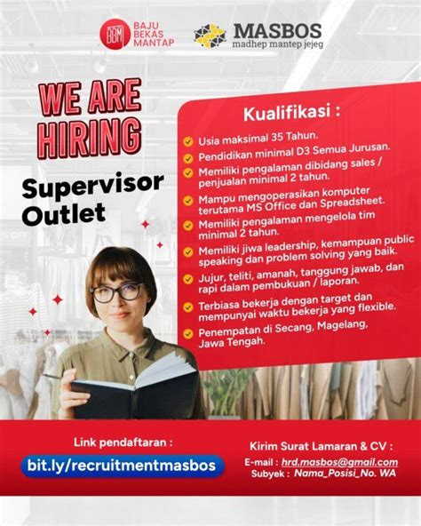 Lowongan Kerja Supervisor Outlet Di Masbos Lokerjogja Id