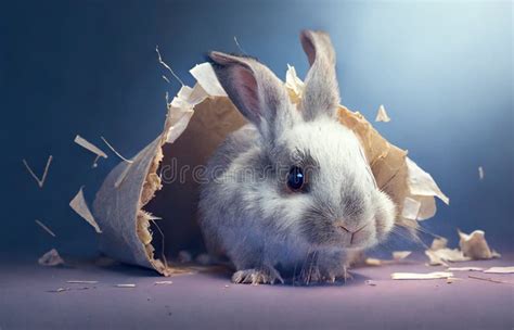 A Pet Bunny Rabbit Through A Frame Bunny Peeking Out Of A Hole In Blue