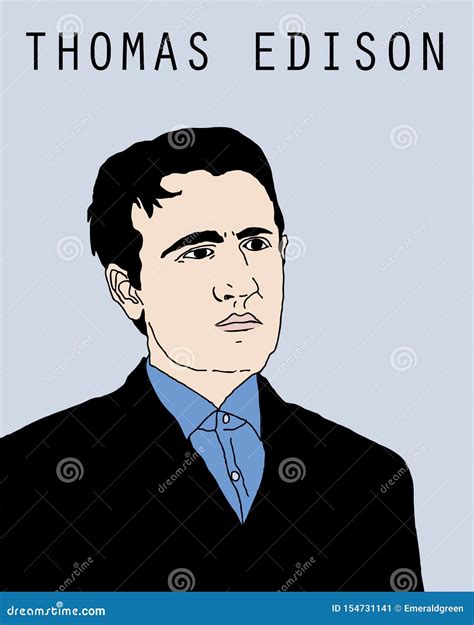 Thomas Edison Line Art Portrait, Vector | CartoonDealer.com #154828592