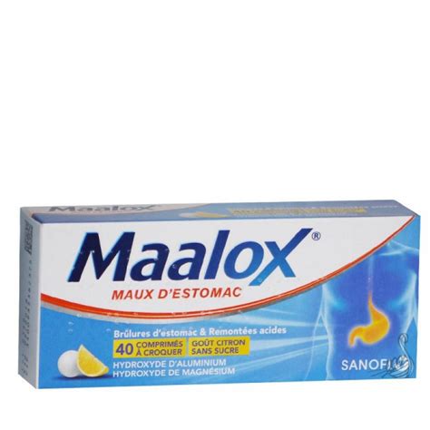 Maalox Stomach Ache Lemon Sugar Free 40 Chewable Tablets