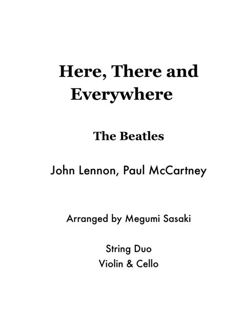 Here There And Everywhere Sheet Music The Beatles Instrumental Duet