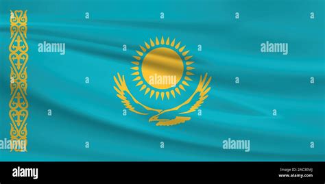 Waving Kazakhstan flag, official colors and ratio correct. Kazakhstan ...